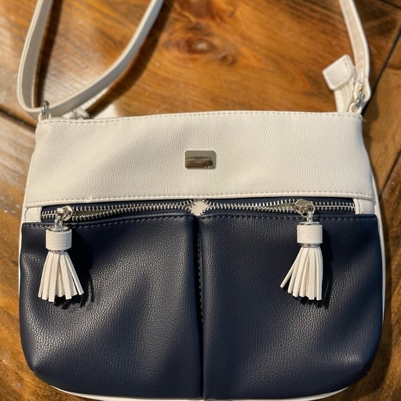David Jones, Paris navy/white crossbody  handbag - Picture 2 of 9